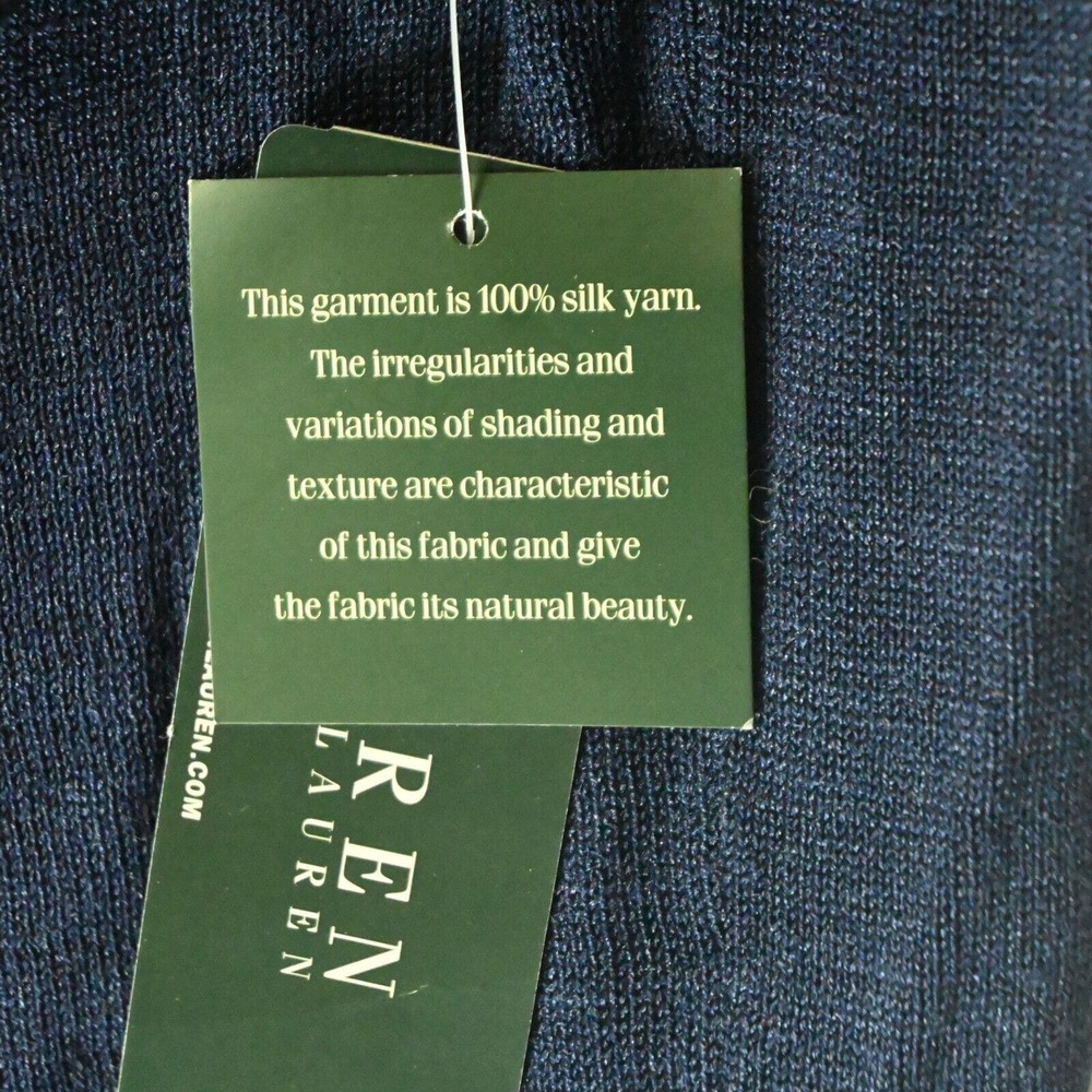 NEW Lauren Ralph Lauren‎ XL Navy Blue Ruffle Silk Scoop Neck Sweater Vest Tank - Picture 5 of 6